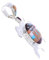 Multicolor Native American Mesa Design Turtle Silver Pendant MW77608